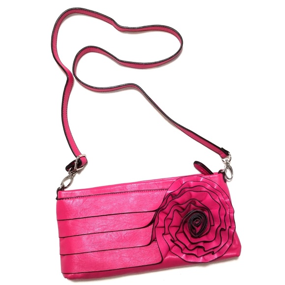 Pink Leather Flower 4 in 1 Purse - Picture 5 of 8